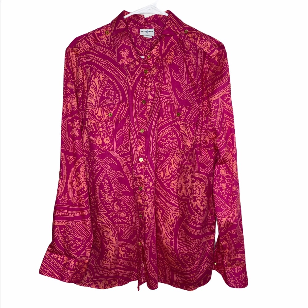 Jaclyn Smith Hot Pink & Gold Blouse